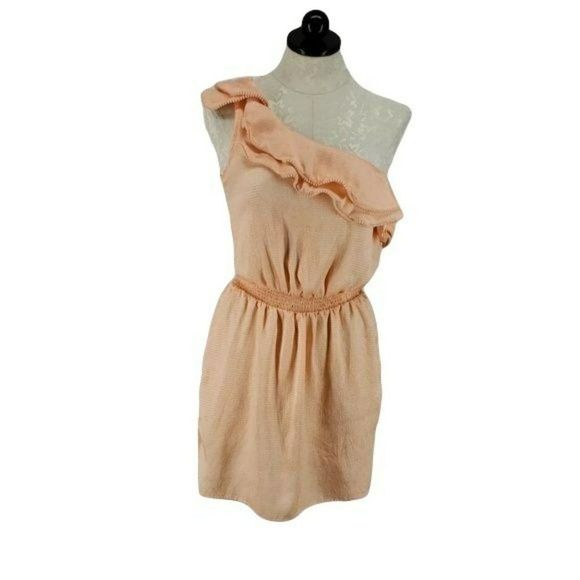Chelsea +‎ Violet Dress Peach One Shoulder Fitted Flare XS - Picture 1 of 8